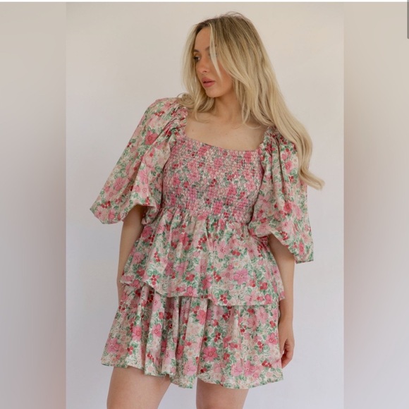 Sofie the label Calla Mini Dress Floral Print In Pink Multi - Picture 1 of 6